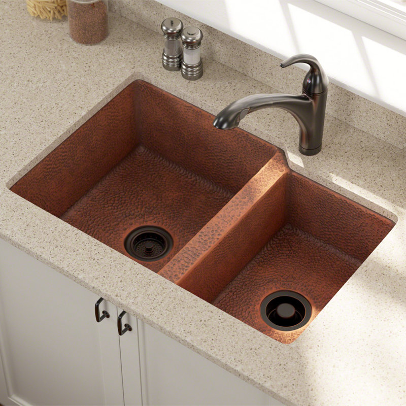 MRDirect Copper 33" L x 22" W Double Basin Undermount Kitchen Sink
